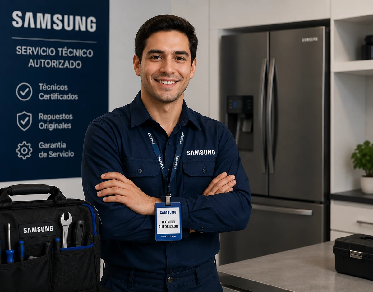 Técnico Samsung reparando electrodoméstico en Guatemala